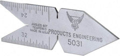 PEC Tools - 60° Angle, Satin Chrome Coated Steel Center Gage - 1/32 to 1/14 Inch Graduation - Americas Industrial Supply