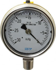 Wika - 2-1/2" Dial, 1/4 Thread, 30-0 Scale Range, Pressure Gauge - Lower Connection Mount, Accurate to 2-1-2% of Scale - Americas Industrial Supply