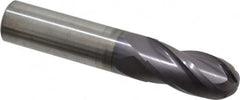 Atrax - 5/8" Diam, 1-1/4" LOC, 4 Flute Solid Carbide Ball End Mill - AlTiN Finish, Single End, 3-1/2" OAL, 5/8" Shank Diam - Americas Industrial Supply
