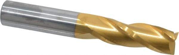 Atrax - 3/4", 2-1/4" LOC, 3/4" Shank Diam, 5" OAL, 3 Flute, Solid Carbide Square End Mill - Single End, TiN Finish, Spiral Flute, 30° Helix, Centercutting, Right Hand Cut - Americas Industrial Supply