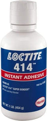 Loctite - 1 Lb Bottle Clear Instant Adhesive - Series 414, 24 hr Full Cure Time - Americas Industrial Supply