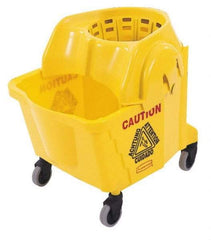 Rubbermaid - 35 Qt Plastic Bucket & Wringer - 18-5/8" Long x 24-3/4" High x 15-7/8" Wide, Yellow - Americas Industrial Supply
