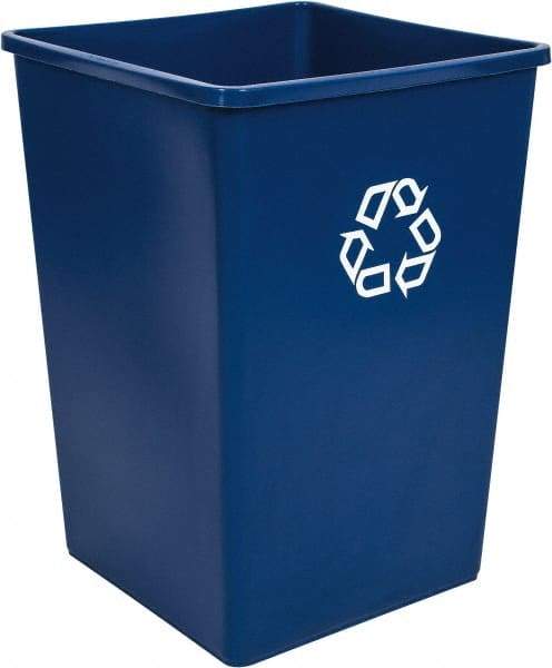 Rubbermaid - 35 Gal Blue Square Recycling Container - Polyethylene, 27-5/8" High x 19-1/2" Long x 19-1/2" Wide - Americas Industrial Supply