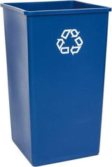 Rubbermaid - 50 Gal Blue Square Recycling Container - Polyethylene, 34-1/4" High x 19-1/2" Long x 19-1/2" Wide - Americas Industrial Supply