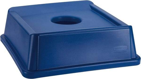 Rubbermaid - Square Lid for Use with 35 Gal Square Recycle Containers - Blue, Polyethylene, For 3569 - Americas Industrial Supply