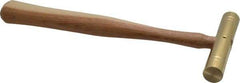 Made in USA - 1/2 Lb Head 3/4" Face Brass Head Striking Tool Hammer - 10-1/2" OAL, Wood Handle - Americas Industrial Supply