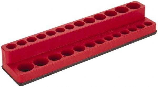 Value Collection - 26 Piece Capacity Magnetic Deep & Shallow Socket Holder - 1/4" Drive, Red - Americas Industrial Supply