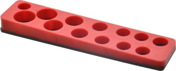 Value Collection - 13 Piece Capacity Magnetic Shallow Socket Holder - 3/8" Drive, Red - Americas Industrial Supply