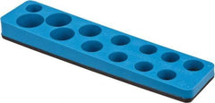 Value Collection - 13 Piece Capacity Magnetic Shallow Socket Holder - 3/8" Drive, Blue - Americas Industrial Supply