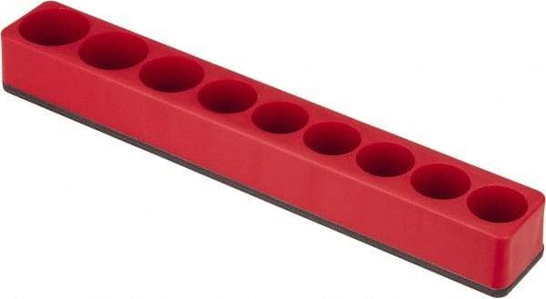 Value Collection - 9 Piece Capacity Magnetic Deep & Shallow Socket Holder - 1/2" Drive, Red - Americas Industrial Supply
