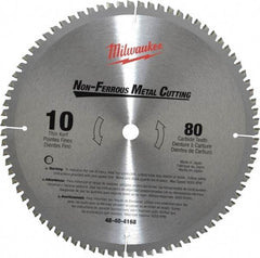 Milwaukee Tool - 10" Diam, 5/8" Arbor Hole Diam, 80 Tooth Wet & Dry Cut Saw Blade - Carbide-Tipped, General Purpose & Straight Action, Standard Round Arbor - Americas Industrial Supply