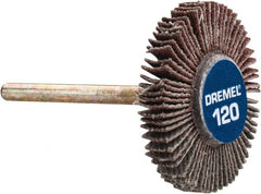 Dremel - 3/16" Diam, Fine Aluminum Oxide Coated Mounted Flap Wheel - 1/8" Shank Mount, 120 Grit - Americas Industrial Supply