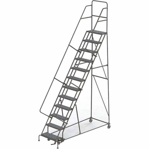 TRI-ARC - 156" 12 Step Rolling Platform Ladder - 450 Lb Capacity, 120" Platform Height, 35" Base Width x 90" Depth, Perforated Tread - Americas Industrial Supply