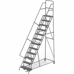 TRI-ARC - 156" 12 Step Rolling Platform Ladder - 450 Lb Capacity, 120" Platform Height, 35" Base Width x 90" Depth, Perforated Tread - Americas Industrial Supply