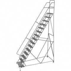 TRI-ARC - 186" 15 Step Rolling Platform Ladder - 450 Lb Capacity, 150" Platform Height, 40" Base Width x 110" Depth, Serrated Tread - Americas Industrial Supply