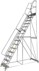 Ballymore - 192" 15 Step Ladder - Lock Step Rolling Safety Ladder, 450 Lb Capacity, 150" Platform Height, 40" Base Width x 106" Depth, Expanded Metal Tread - Americas Industrial Supply