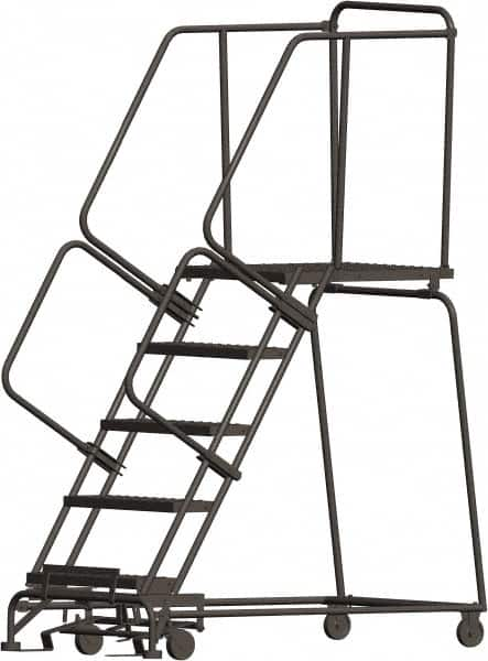 Ballymore - 83" 5 Step Ladder - 450 Lb Capacity, 50" Platform Height, 30" Base Width x 56" Depth, Heavy-Duty Serrated Grating - Americas Industrial Supply