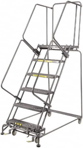 Ballymore - 93" 6 Step Ladder - 450 Lb Capacity, 60" Platform Height, 24" Base Width x 56" Depth, Expanded Metal Tread - Americas Industrial Supply