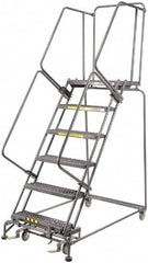 Ballymore - 93" 6 Step Ladder - 450 Lb Capacity, 60" Platform Height, 24" Base Width x 56" Depth, Expanded Metal Tread - Americas Industrial Supply