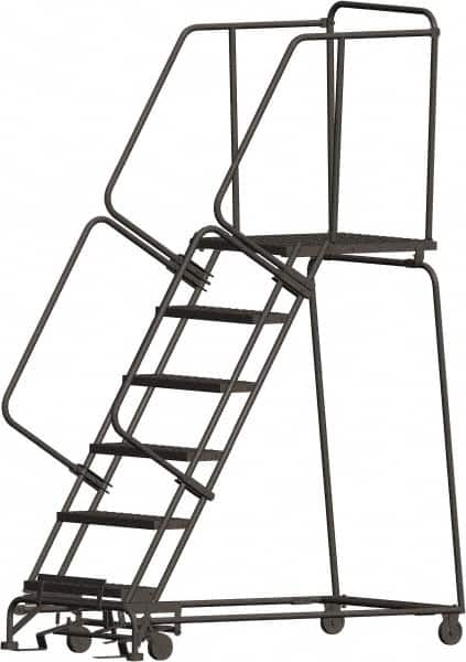 Ballymore - 93" 6 Step Ladder - 450 Lb Capacity, 60" Platform Height, 30" Base Width x 63" Depth, Heavy-Duty Serrated Grating - Americas Industrial Supply