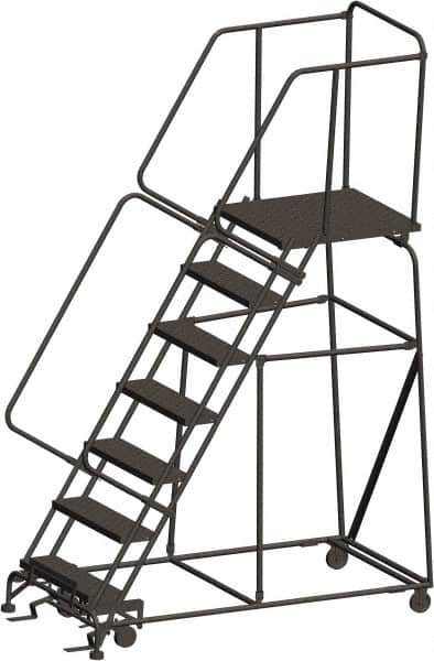 Ballymore - 103" 7 Step Ladder - 450 Lb Capacity, 70" Platform Height, 30" Base Width x 69" Depth, Heavy-Duty Serrated Grating - Americas Industrial Supply