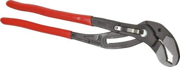 Knipex - 16" OAL, 3-1/2" Max Capacity, 27 Position Water Pump Tongue & Groove Pliers - Standard V-Jaws, Standard Head, Plastic Coated Handles - Americas Industrial Supply
