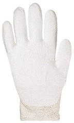 SHOWA - Size M (8), ANSI Cut Lvl 2, Puncture Lvl 2, Abrasion Lvl 6, Polyurethane Coated Cut Resistant Gloves - Palm Coated, HPPE Lining, Knit Wrist, White, Paired - Americas Industrial Supply