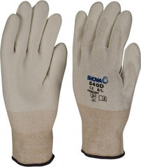 SHOWA - Size L (9), ANSI Cut Lvl 2, Puncture Lvl 2, Abrasion Lvl 6, Polyurethane Coated Cut Resistant Gloves - Palm Coated, HPPE Lining, Knit Wrist, White, Paired - Americas Industrial Supply