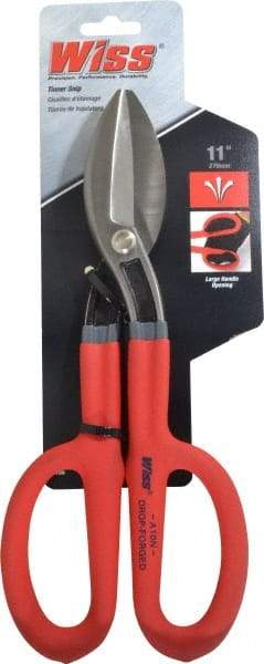 Wiss - 2-1/2" Length of Cut, Straight Pattern Tinner's Snip - 11" OAL, Cushion Grip Handle, 21 AWG Steel Capacity - Americas Industrial Supply