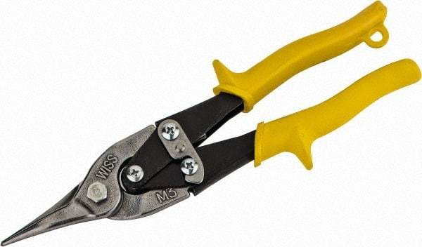 Wiss - 1-3/8" Length of Cut, Straight Pattern Aviation Snip - 9-3/4" OAL, Nonslip Textured Grip Handle, 18 AWG Steel Capacity - Americas Industrial Supply