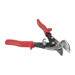 Wiss - 1-1/4" Length of Cut, Left Pattern Offset Aviation Snip - 9-1/4" OAL, Nonslip Textured Grip Handle, 18 AWG Steel Capacity - Americas Industrial Supply