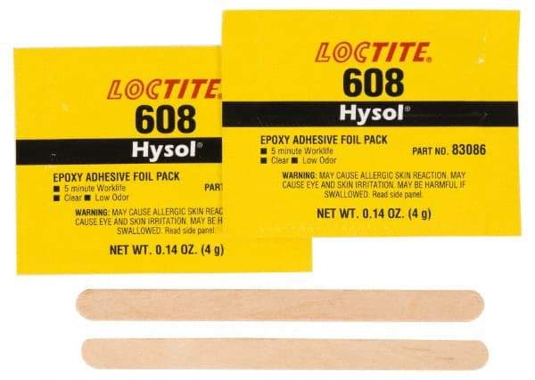 Loctite - 0.14 oz Pouch Two Part Epoxy - 5 min Working Time, 1,500 psi Shear Strength, Series 608 - Americas Industrial Supply