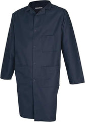 PRO-SAFE - Size XL Navy Blue Lab Coat - Polyester and Cotton, Snap Front, Open Wrists, (2 Pass Through Pockets and Front Chest and Hip Pocket) - Americas Industrial Supply