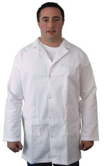 PRO-SAFE - Size M White Lab Coat - Polyester and Cotton, Snap Front, Open Wrists, (2 Pass Through Pockets and Front Chest and Hip Pocket) - Americas Industrial Supply