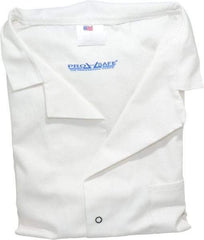 PRO-SAFE - Size L White Lab Coat - Polyester and Cotton, Snap Front, Open Wrists, (2 Pass Through Pockets and Front Chest and Hip Pocket) - Americas Industrial Supply