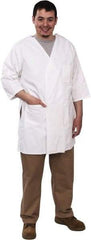 PRO-SAFE - Size XL White Smock with 5 Pockets - Polyester and Cotton, Buttonless and Ties In Back - Americas Industrial Supply