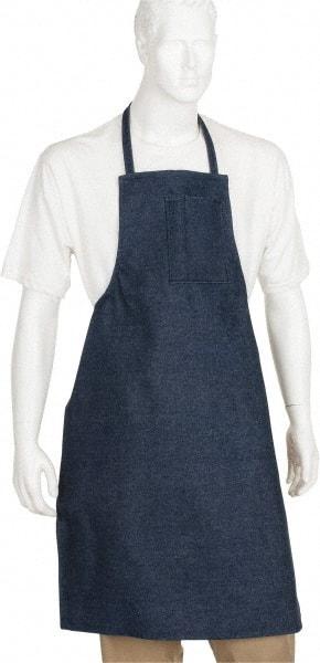PRO-SAFE - 28 x 36" General Purpose Bib Apron - Denim, Denim Blue, 1 Pocket - Americas Industrial Supply