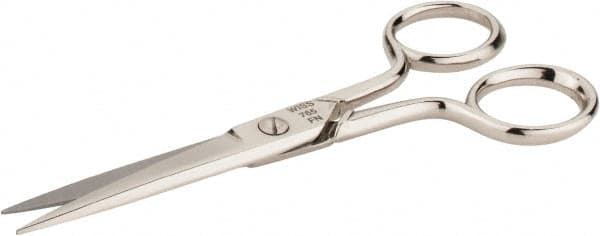 Wiss - 2" LOC, 5-1/8" OAL Standard Scissors - Chrome Plated Straight Handle, For Sewing - Americas Industrial Supply