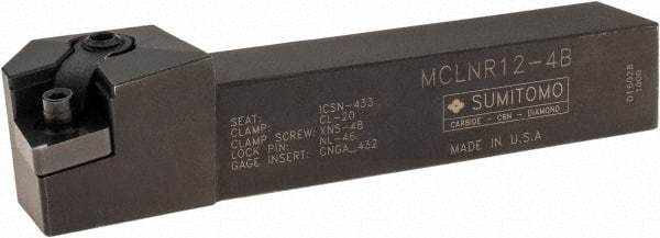 Sumitomo - MCLN, Right Hand Cut, -5° Lead Angle, 3/4" Shank Height x 3/4" Shank Width, Negative Rake Indexable Turning Toolholder - 4-1/2" OAL, CNMG 432 Insert Compatibility, Series Multi-Option - Americas Industrial Supply