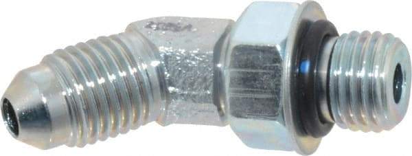 Eaton - 1/4" Tube OD, 37° Steel Flared Tube Straight Thread 45° Elbow - 1/4 ORB, Flared to Male SAE O-Ring Ends - Americas Industrial Supply