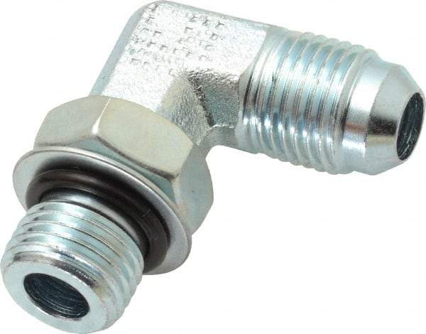 Eaton - 3/8" Tube OD, 37° Steel Flared Tube Straight Thread Elbow - 3/8 ORB, Flared to Male SAE O-Ring Ends - Americas Industrial Supply