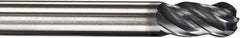 SGS - 15/32" Diam, 1" LOC, 4 Flute Solid Carbide Ball End Mill - AlTiN Finish, Single End, 3" OAL, 1/2" Shank Diam, Spiral Flute - Americas Industrial Supply