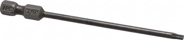 Apex - T9 Torx Bit - 1/4" Hex Drive, 3-1/2" OAL - Americas Industrial Supply