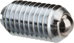 Gibraltar - M10x1.5, 6mm Ball Diam, 19mm Body Length, 2mm Max Ball Reach, Threaded Ball Plunger - Steel Body, Steel Ball, 1.8 Lb Initial End Force, 3.37 Lb Final End Force - Americas Industrial Supply