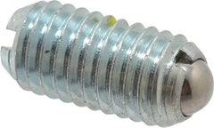 Gibraltar - M8x1.25, 5mm Ball Diam, 16mm Body Length, 1.5mm Max Ball Reach, Threaded Ball Plunger - Steel Body, Steel Ball, 1.12 Lb Initial End Force, 2.25 Lb Final End Force, Locking Element - Americas Industrial Supply