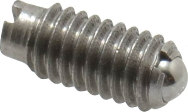 Gibraltar - M4x0.7, 2.5mm Ball Diam, 9mm Body Length, 0.8mm Max Ball Reach, Threaded Ball Plunger - Stainless Steel Body, Stainless Steel Ball, 0.9 Lb Initial End Force, 2.25 Lb Final End Force - Americas Industrial Supply