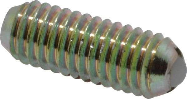 Gibraltar - 10-32, 0.094" Ball Diam, 0.513" Body Length, 0.025" Max Ball Reach, Threaded Ball Plunger - Steel Body, Nylon Ball, 2 Lb Initial End Force, 5 Lb Final End Force, Locking Element - Americas Industrial Supply