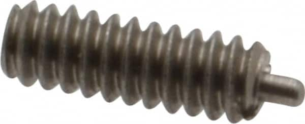 Gibraltar - 6-32, 3/8" Thread Length, 1/16" Plunger Projection, Stainless Steel Threaded Spring Plunger - 0.045" Max Plunger Diam, 3/8" Plunger Length, 1 Lb Init End Force, 1.6 Lb Final End Force, 0.035" Hex - Americas Industrial Supply