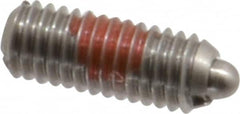 Gibraltar - 10-32, 3/4" Thread Length, 1/8" Plunger Projection, Stainless Steel Threaded Spring Plunger - 0.092" Max Plunger Diam, 3/4" Plunger Length, 2.9 Lb Init End Force, 11.1 Lb Final End Force, 0.0625" Hex - Americas Industrial Supply