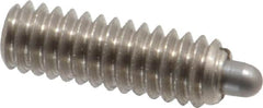 Gibraltar - 1/4-20, 3/4" Thread Length, 1/8" Plunger Projection, Stainless Steel Threaded Spring Plunger - 0.118" Max Plunger Diam, 3/4" Plunger Length, 2 Lb Init End Force, 9 Lb Final End Force, 0.0781" Hex - Americas Industrial Supply